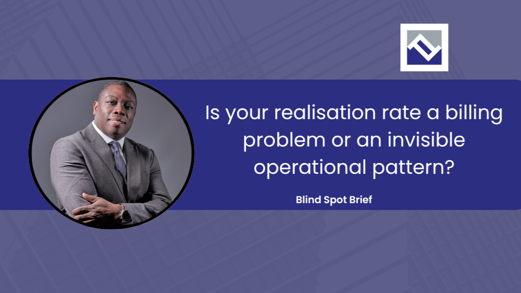 Blind Spot Brief cover: Is your realisation rate a billing problem or an invisible operational pattern?